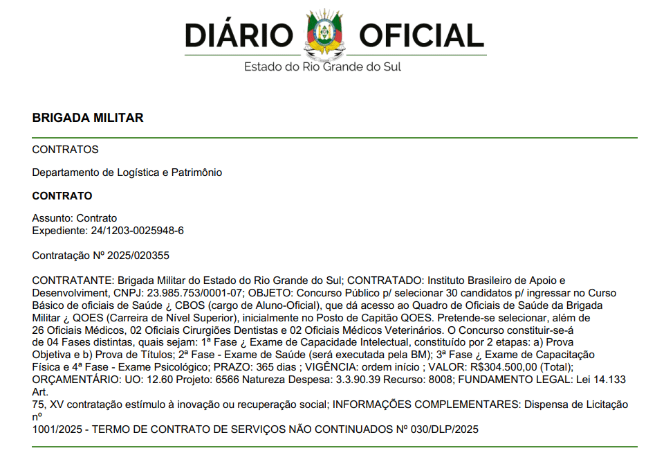 Contrato Concurso Brigada Militar/RS Contrato Concurso Brigada Militar/RS