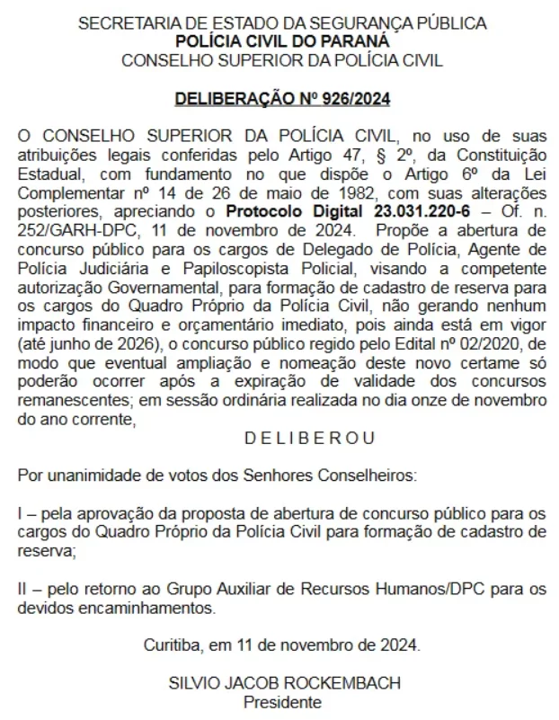 Deliberação Nº 926/2024