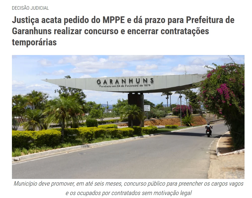 Concurso Garanhuns: decisão judicial