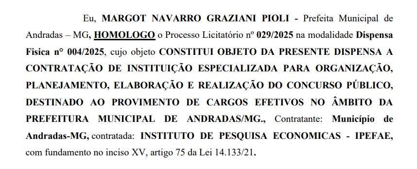 CONCURSO PREFEITURA DE ANDRADAS/MG
