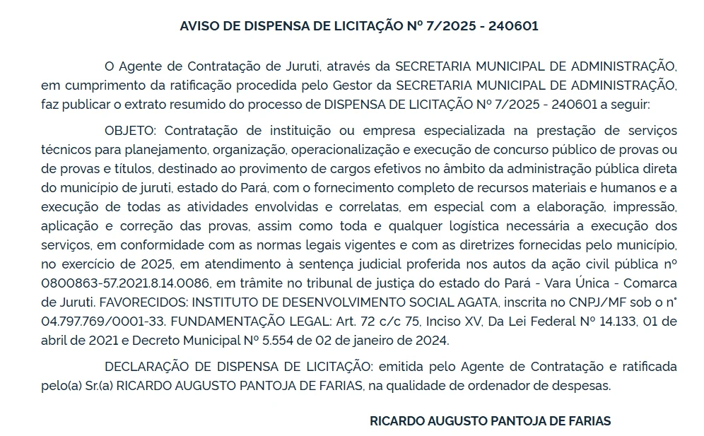 Concurso Prefeitura de Juruti/PA